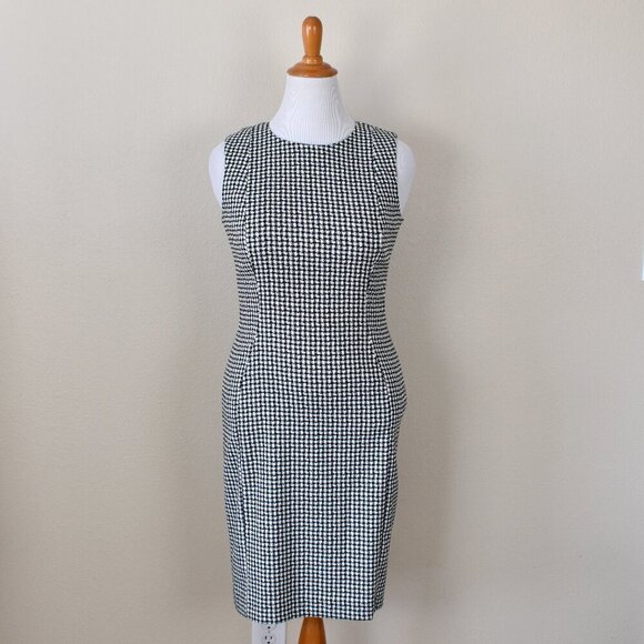 Calvin Klein Houndstooth Gingham Plaid Sheath Dress - 10 - Picture 1 of 9